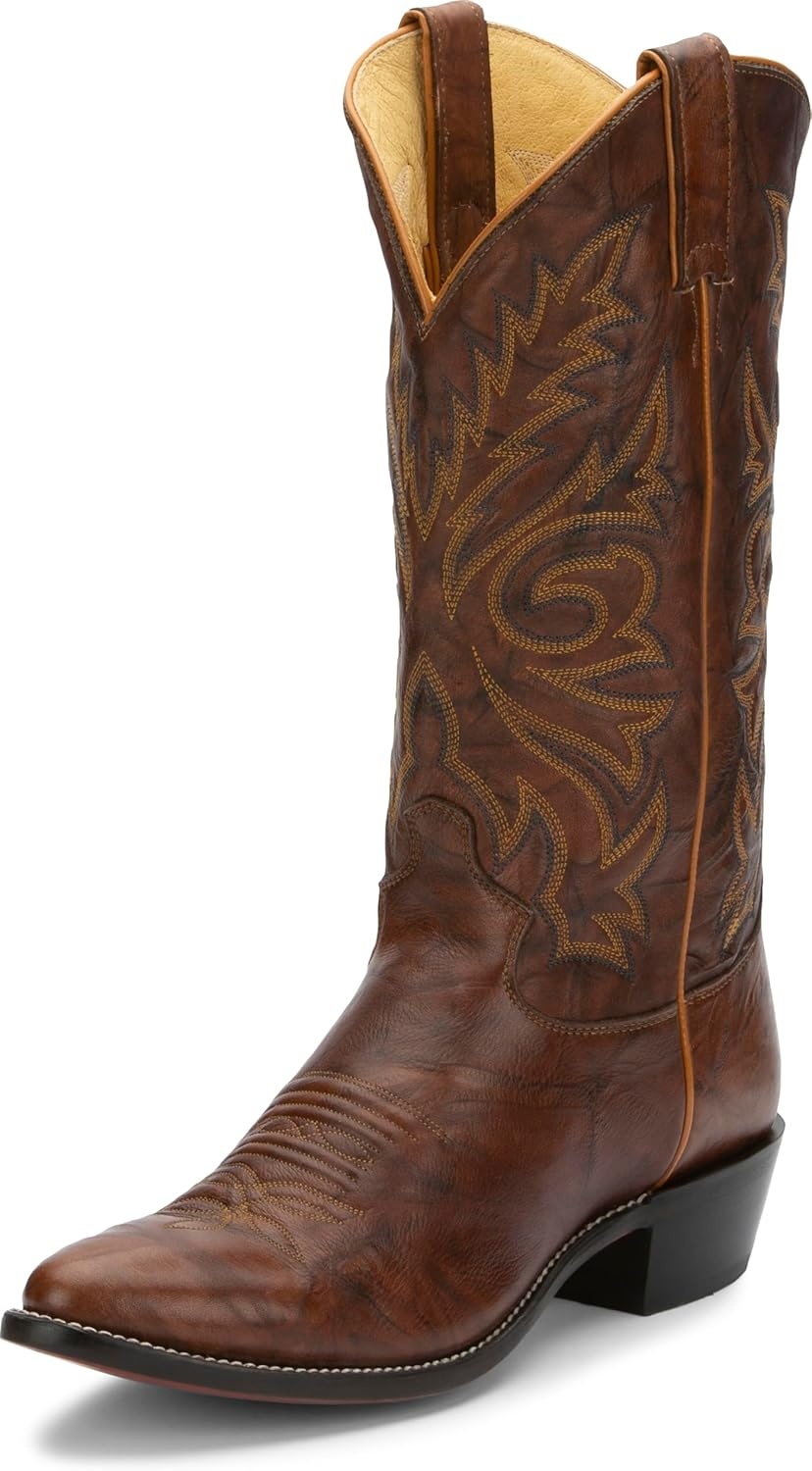 image:imageJustin Boots Mens Western Boot Medium Round Toe Premium Full Grain LeatherChestnut