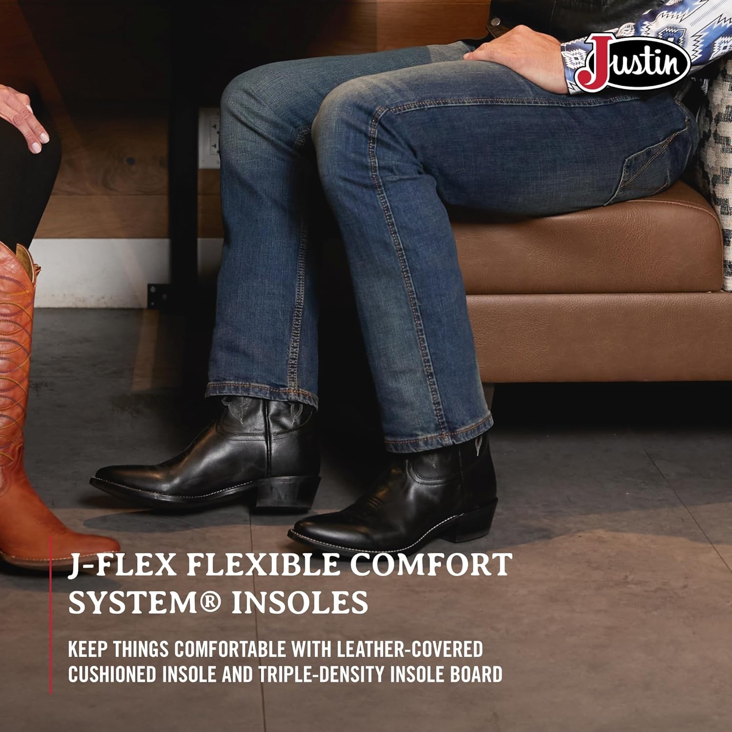 image:imageJustin Buck 13 Cowboy Boots for Men Durable Premium FullGrain Leather Round Toe Western Boots Build with Cushioned Insole amp Full Welt ConstructionBlack