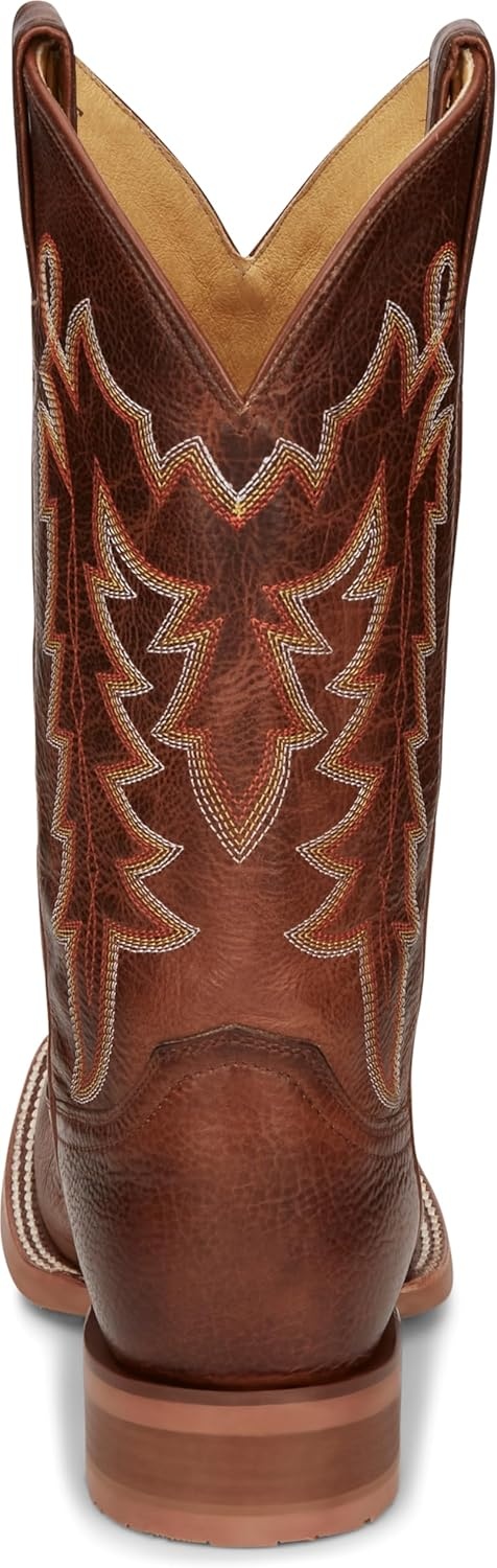 image:imageJustin Carsen 12 Square Toe Western Boot for Men HandDistressed Leather Bold Stitching Orthotic Comfort Rubber OutsoleBrown