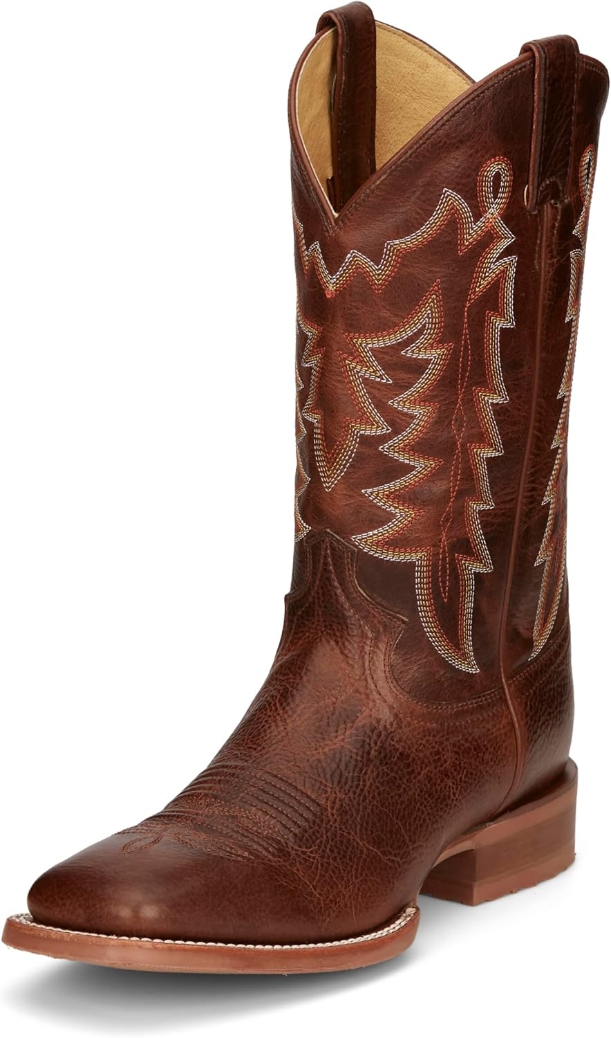 image:imageJustin Carsen 12 Square Toe Western Boot for Men HandDistressed Leather Bold Stitching Orthotic Comfort Rubber OutsoleBrown