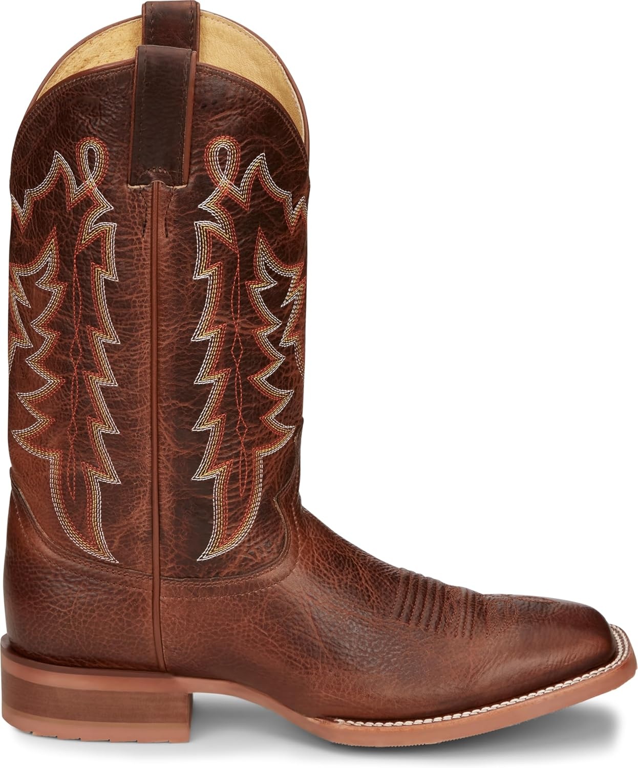 image:imageJustin Carsen 12 Square Toe Western Boot for Men HandDistressed Leather Bold Stitching Orthotic Comfort Rubber OutsoleBrown