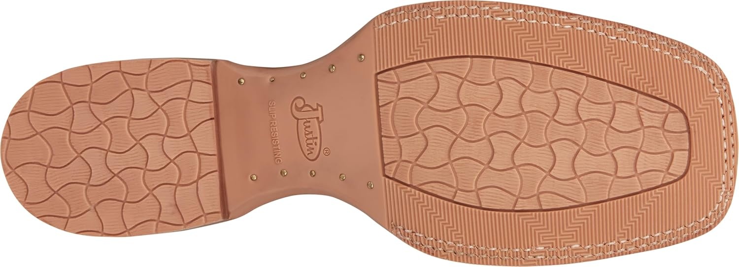 image:imageJustin Carsen 12 Square Toe Western Boot for Men HandDistressed Leather Bold Stitching Orthotic Comfort Rubber OutsoleBrown