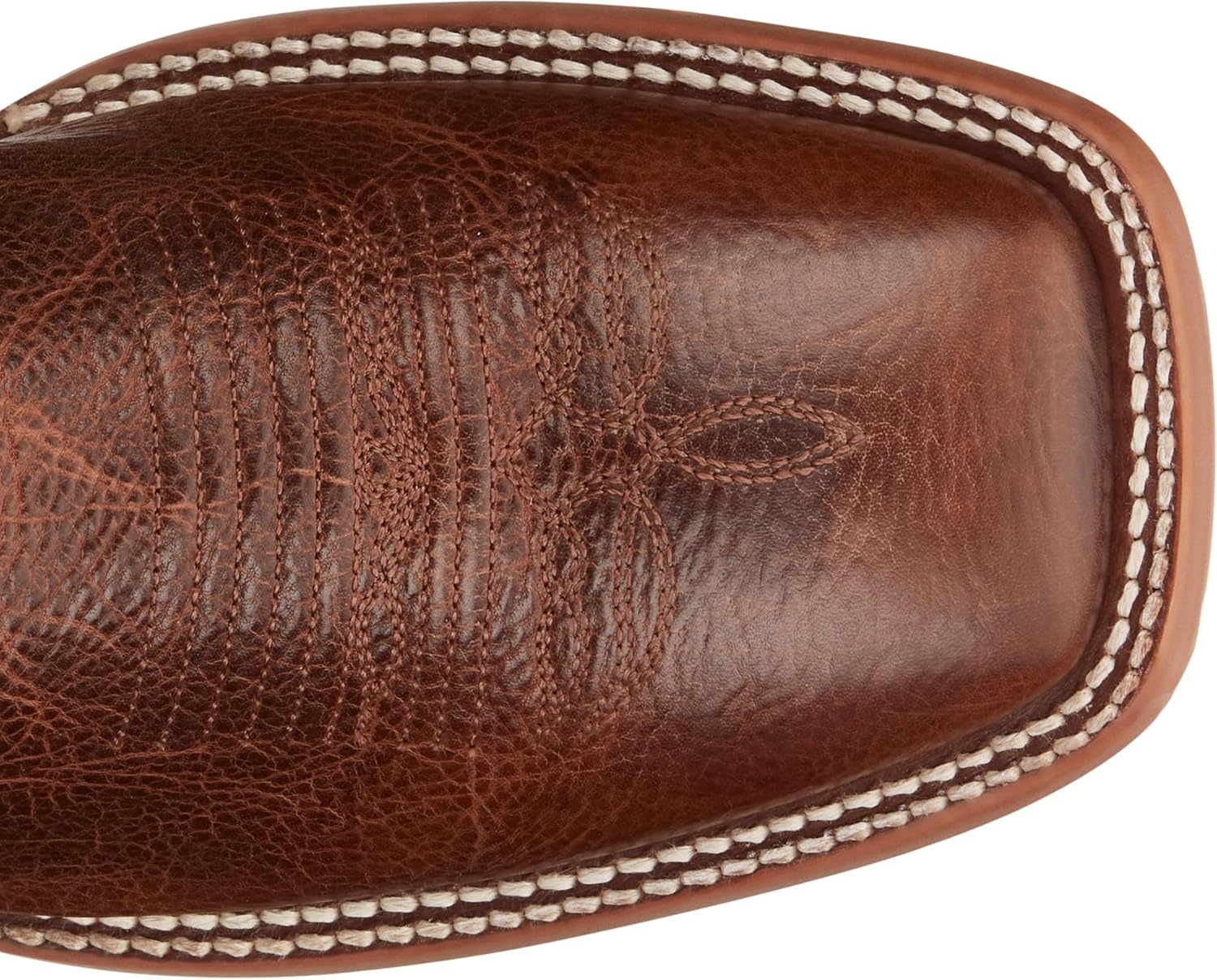 image:imageJustin Carsen 12 Square Toe Western Boot for Men HandDistressed Leather Bold Stitching Orthotic Comfort Rubber OutsoleBrown