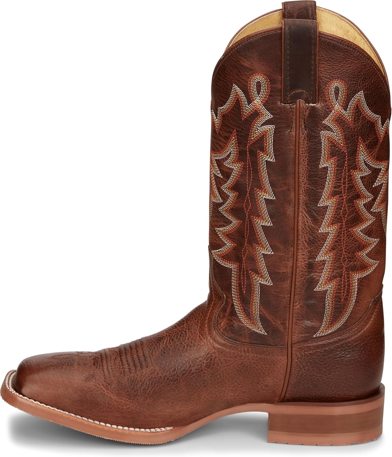 image:imageJustin Carsen 12 Square Toe Western Boot for Men HandDistressed Leather Bold Stitching Orthotic Comfort Rubber OutsoleBrown