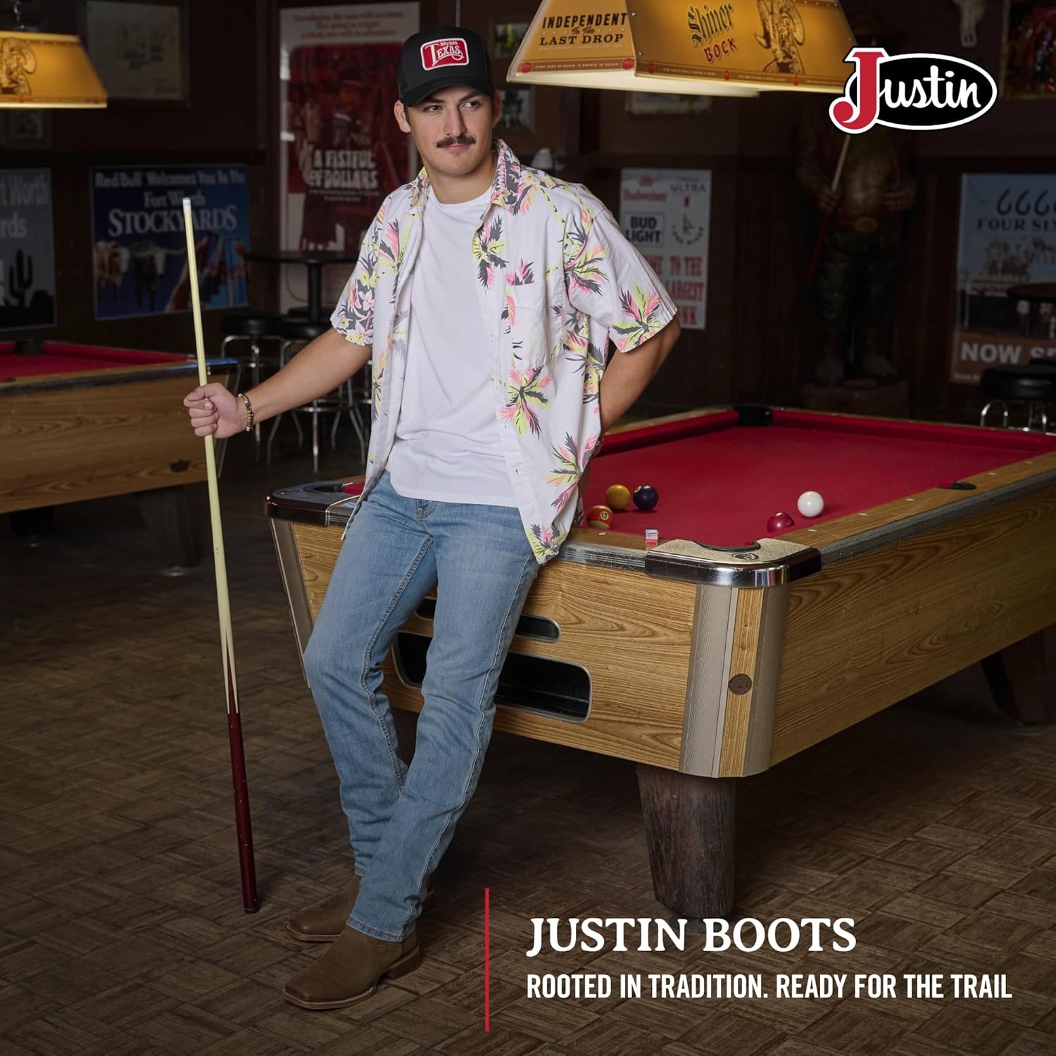 image:imageJustin Jackpot 11 Western Boots for Men Frontier Collection Square Toe Leather Mens Cowboy Boots with Comfort Footbed amp Heeled Leather OutsoleAged Bark