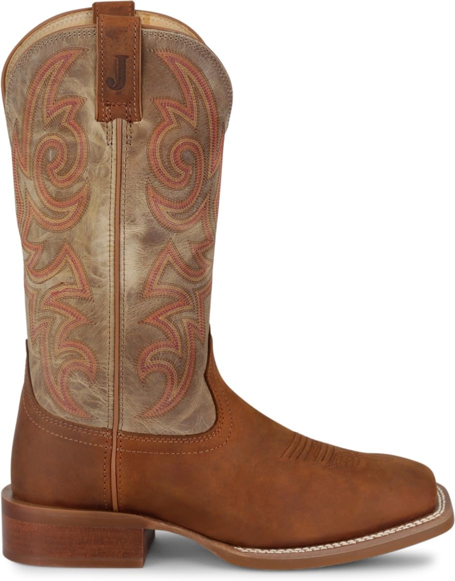 image:imageJustin May Day Western Boots for Men Frontier Collection Classic Cowboy Style Footwear for Ranch and Outdoor ActivitiesBrown