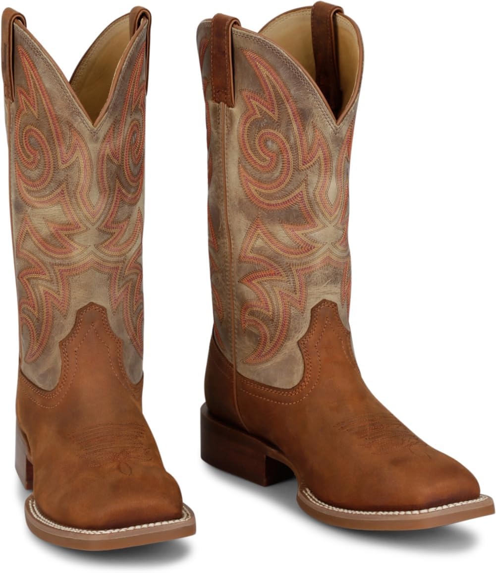 image:imageJustin May Day Western Boots for Men Frontier Collection Classic Cowboy Style Footwear for Ranch and Outdoor ActivitiesBrown