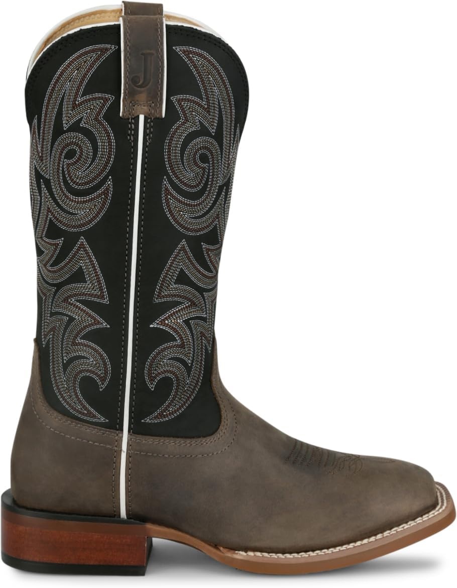 image:imageJustin May Day Western Boots for Men Frontier Collection Classic Cowboy Style Footwear for Ranch and Outdoor ActivitiesCharcoal