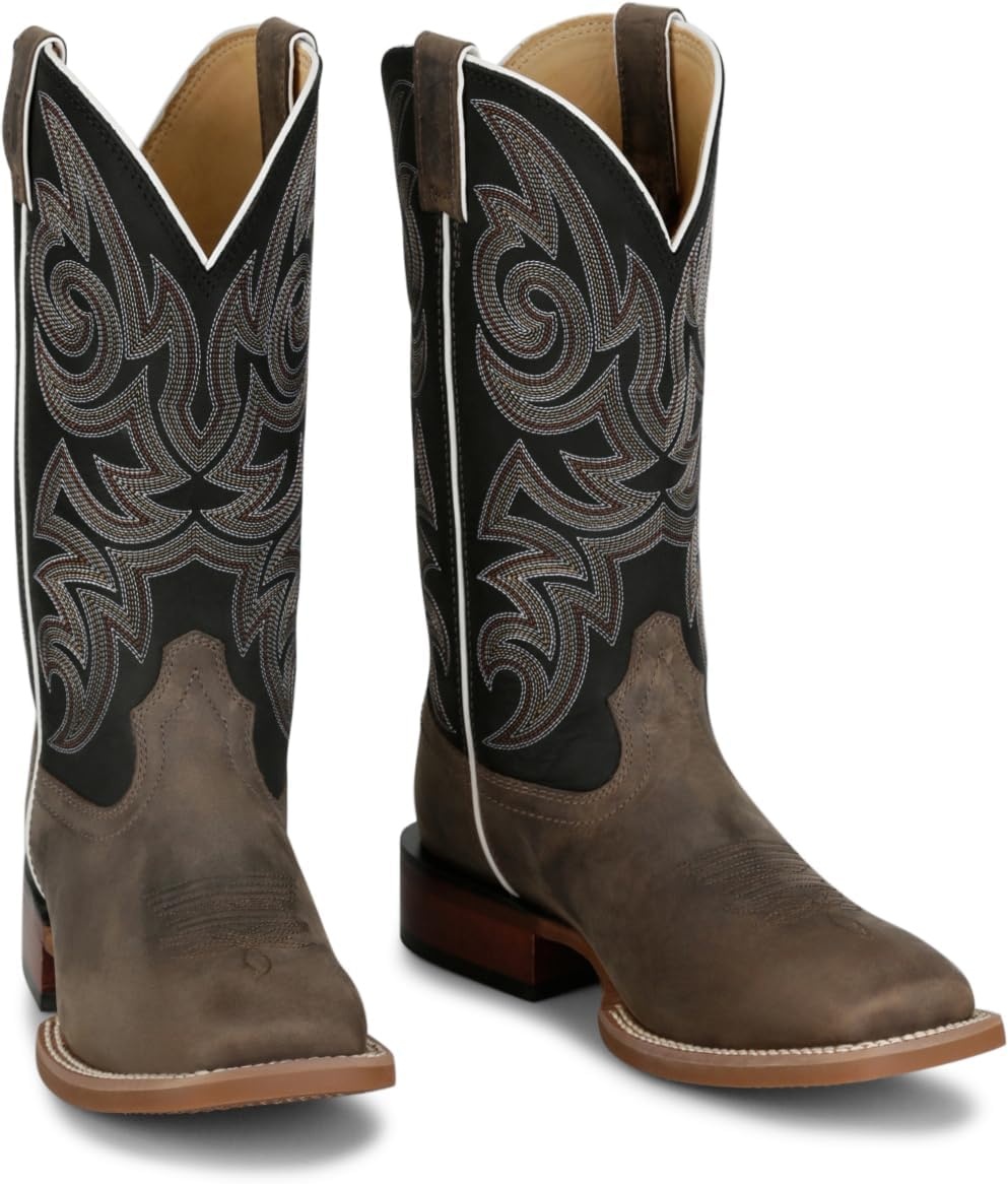 image:imageJustin May Day Western Boots for Men Frontier Collection Classic Cowboy Style Footwear for Ranch and Outdoor ActivitiesCharcoal