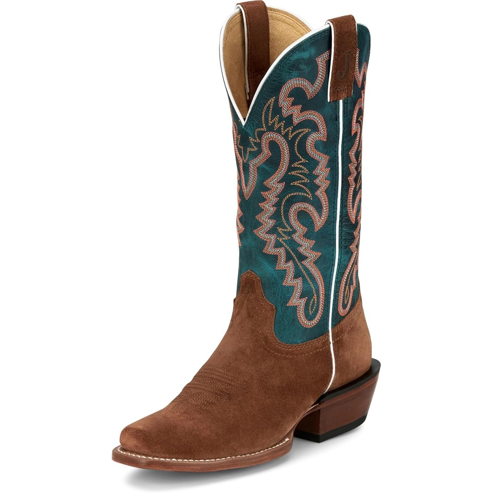 image:imageJustin Annie Up 13 Medium Square Toe Western Boot for Women Goat Leather Western Boots with Suede Vamps amp Ortholite InsoleSedona Tan