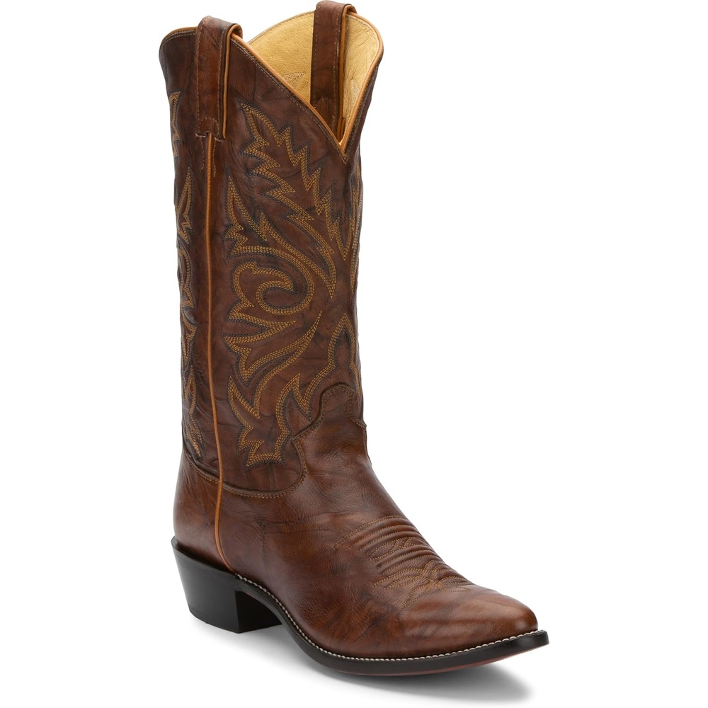 image:imageJustin Boots Mens Western Boot Medium Round Toe Premium Full Grain LeatherChestnut