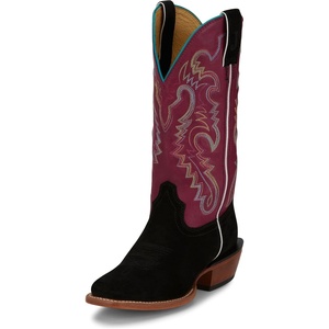 image:imageJustin Annie Up 13 Medium Square Toe Western Boot for Women  Goat Leather Western Boots with Suede Vamps amp Ortholite InsoleMidnight Black