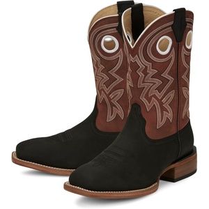image:imageJustin Big News 11 Western Boots for Men  Frontier Collection  Square Toe Leather Mens Cowboy Boots with Comfort Footbed amp Heeled Leather OutsoleBlack
