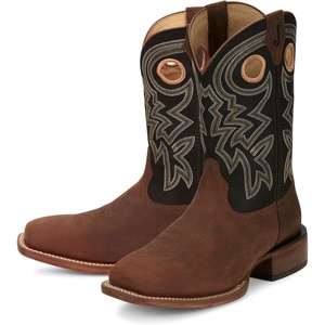 image:imageJustin Big News 11 Western Boots for Men  Frontier Collection  Square Toe Leather Mens Cowboy Boots with Comfort Footbed amp Heeled Leather OutsoleWalnut
