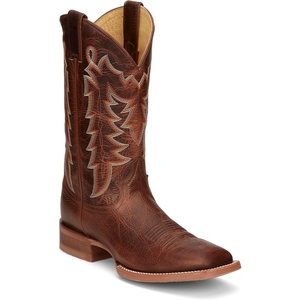 image:imageJustin Carsen 12 Square Toe Western Boot for Men  HandDistressed Leather Bold Stitching Orthotic Comfort Rubber OutsoleBrown
