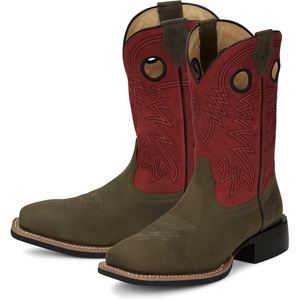 image:imageJustin Show Stopper 11 Western Boots for Men  Frontier Collection  Square Toe Leather Mens Cowboy Boots with Comfort Footbed Non Slip OutsoleAsh
