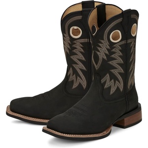 image:imageJustin Show Stopper 11 Western Boots for Men  Frontier Collection  Square Toe Leather Mens Cowboy Boots with Comfort Footbed Non Slip OutsoleBlack