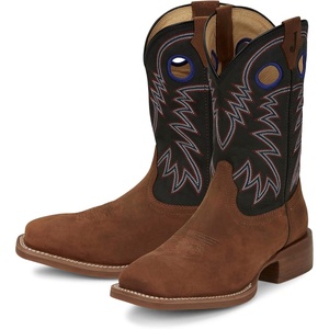 image:imageJustin Show Stopper 11 Western Boots for Men  Frontier Collection  Square Toe Leather Mens Cowboy Boots with Comfort Footbed Non Slip OutsolePecan