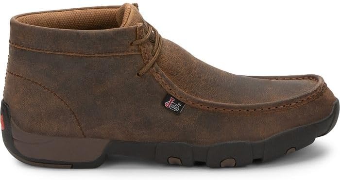 image:imageJustin Cappie 4 Work Shoes for Men Square Toe FullGrain Leather Moc Toe Work Shoe with Oil and SlipResistant Rubber Outsole ASTM RatedDark Brown