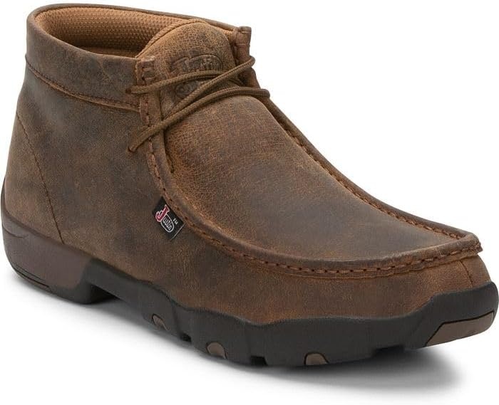 image:imageJustin Cappie 4 Work Shoes for Men Square Toe FullGrain Leather Moc Toe Work Shoe with Oil and SlipResistant Rubber Outsole ASTM RatedDark Brown