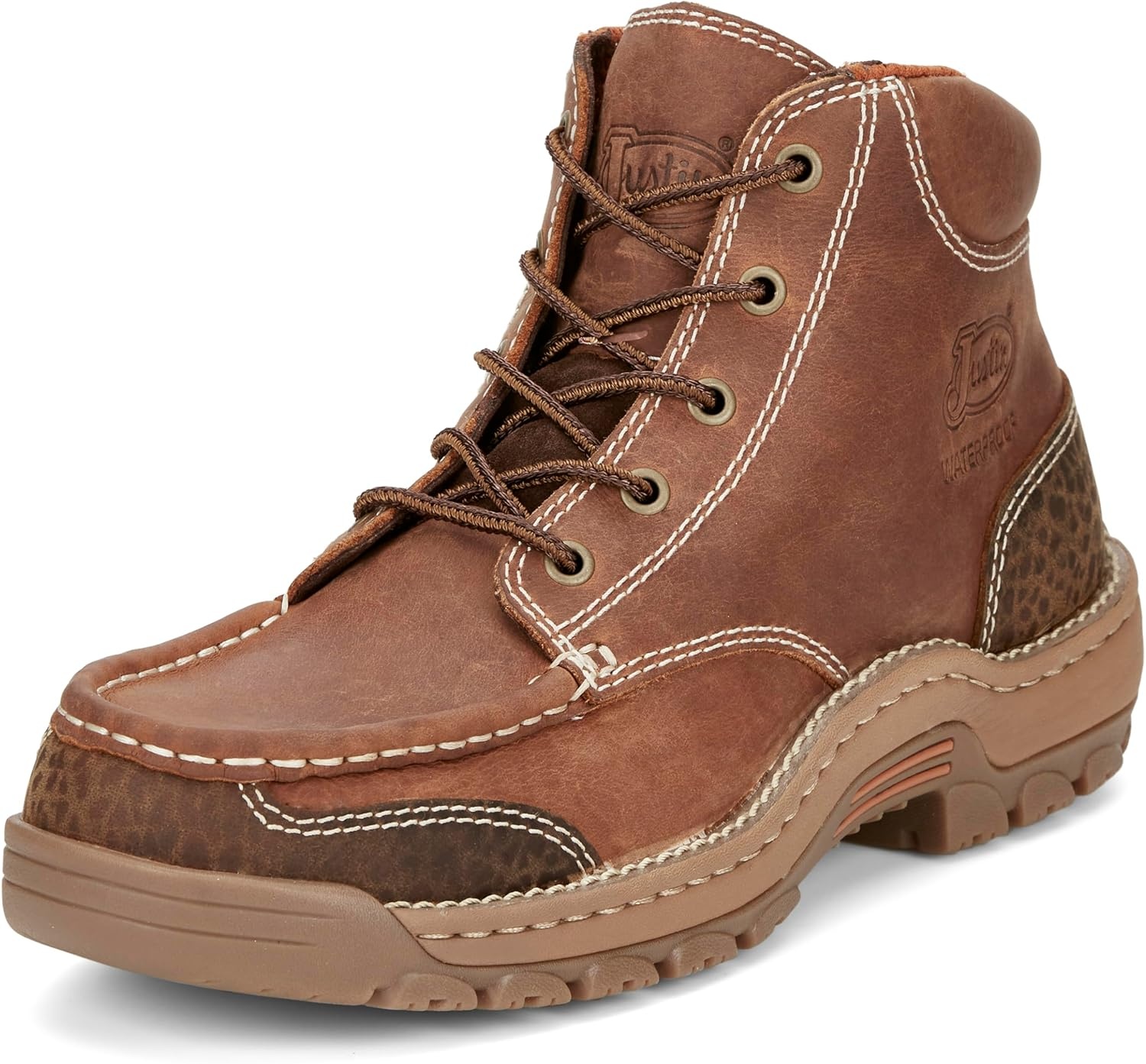 image:imageJustin Corbet 5 Waterproof Mocc Toe Work Boots for Men Stampede Light Duty Collection Oil amp Slip Resisting Electrical Hazard RatedBarley