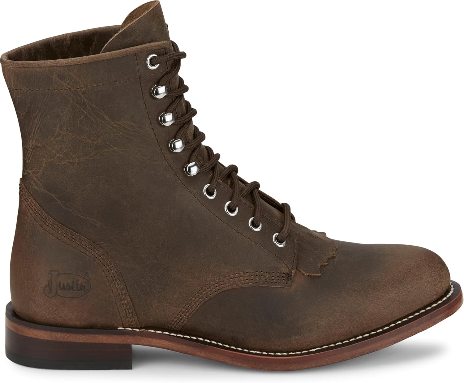 image:imageJustin Drennan Mens Leather Western Boots Durable Cowboy Style Footwear Classic Design Comfortable Fit Size OptionsBrown