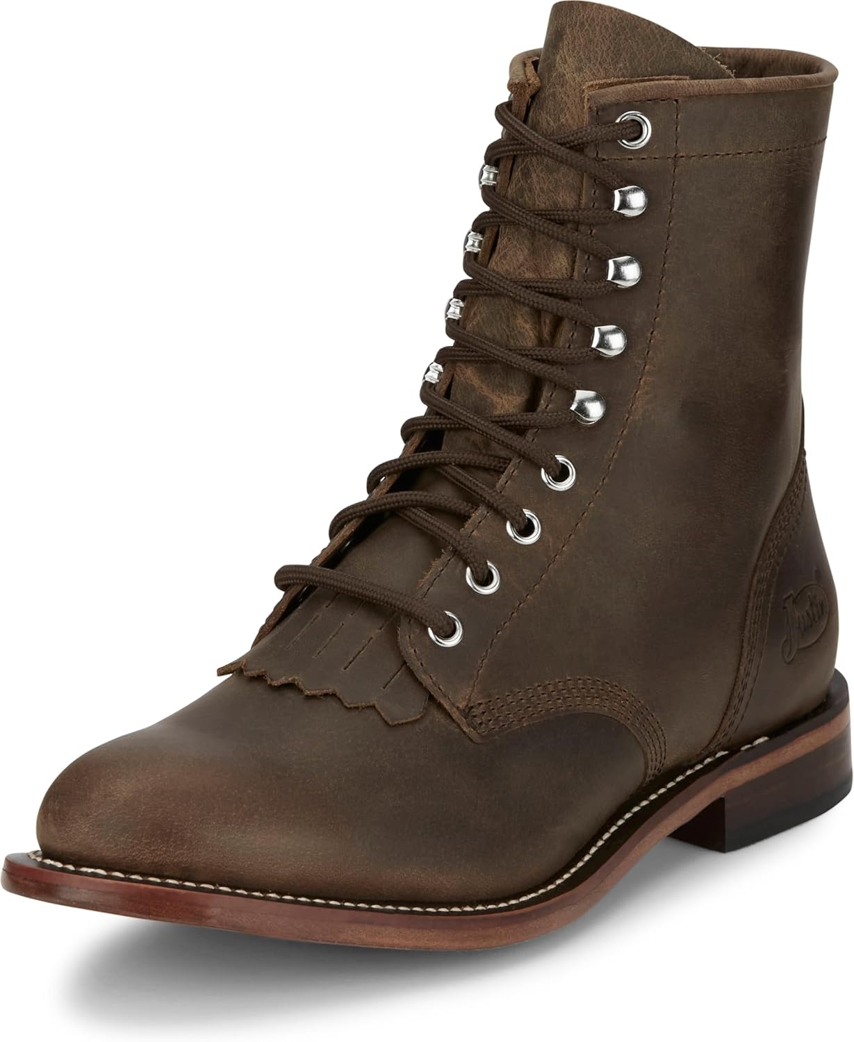 image:imageJustin Drennan Mens Leather Western Boots Durable Cowboy Style Footwear Classic Design Comfortable Fit Size OptionsBrown