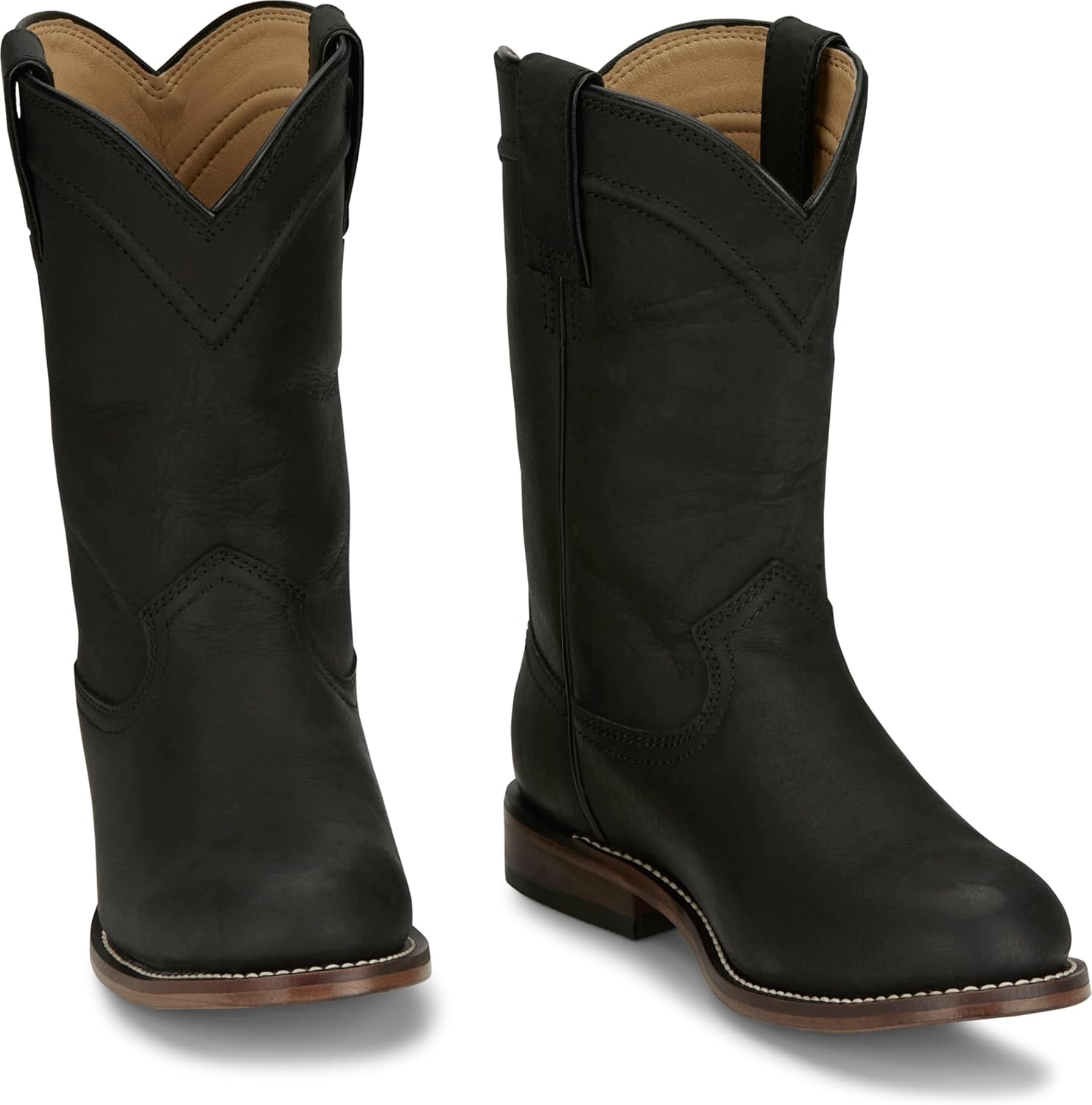 image:imageJustin Holland Womens Fashionable Leather Boots Stylish Comfortable Footwear for Everyday WearBlack