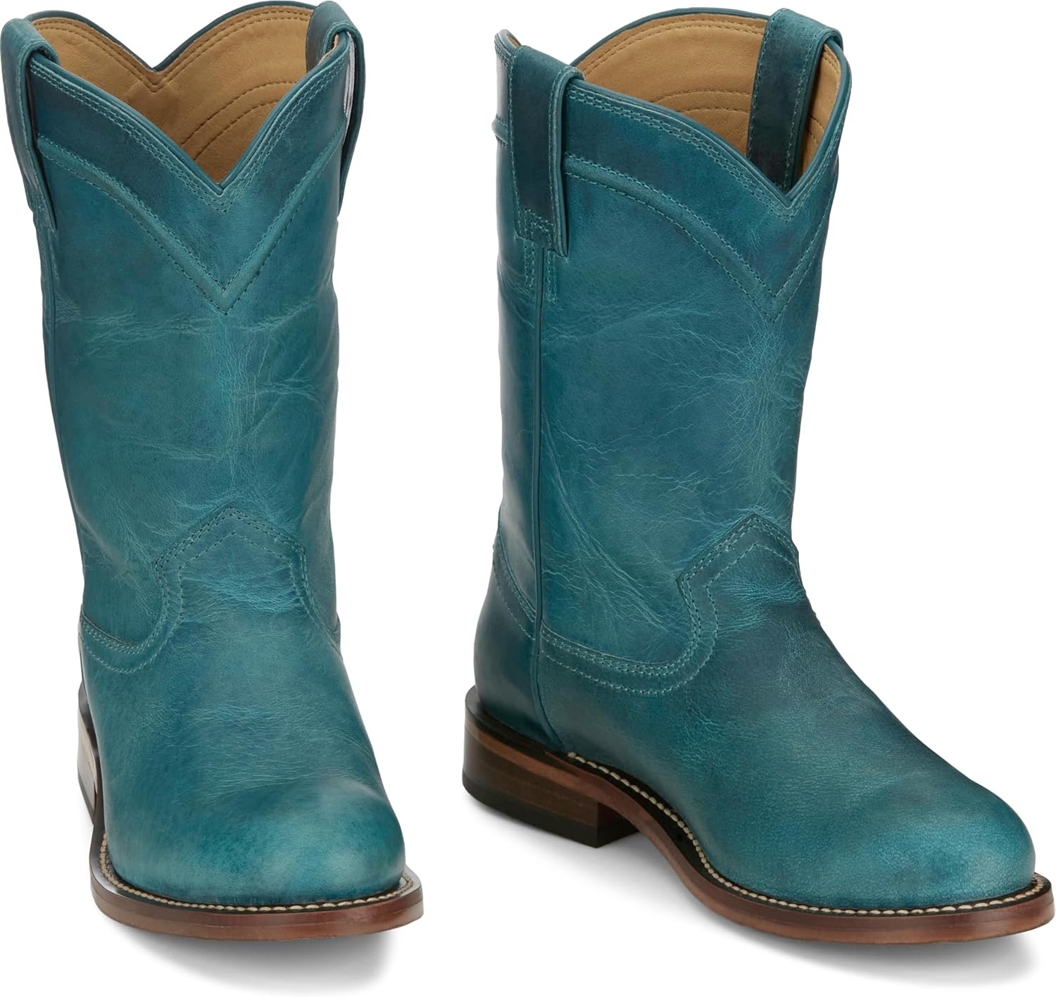 image:imageJustin Holland Womens Fashionable Leather Boots Stylish Comfortable Footwear for Everyday WearTurquoise