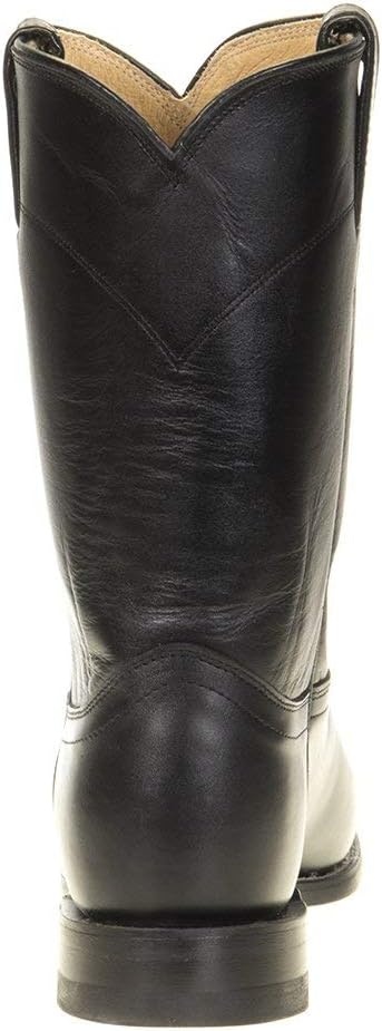 image:imageJustin Jackson 10 Roper Cowboy Boots for Men Round Toe FullGrain Leather Upper JFlex Comfort System and HandNailed Leather OutsoleBlack