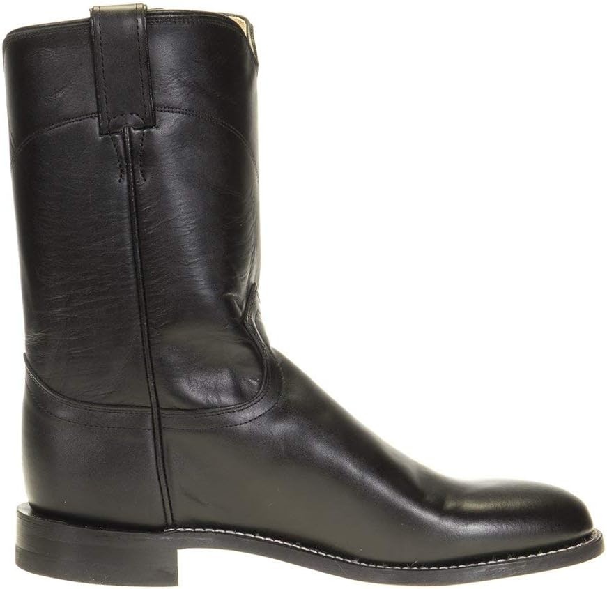 image:imageJustin Jackson 10 Roper Cowboy Boots for Men Round Toe FullGrain Leather Upper JFlex Comfort System and HandNailed Leather OutsoleBlack