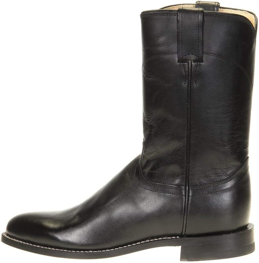 image:imageJustin Jackson 10 Roper Cowboy Boots for Men Round Toe FullGrain Leather Upper JFlex Comfort System and HandNailed Leather OutsoleBlack