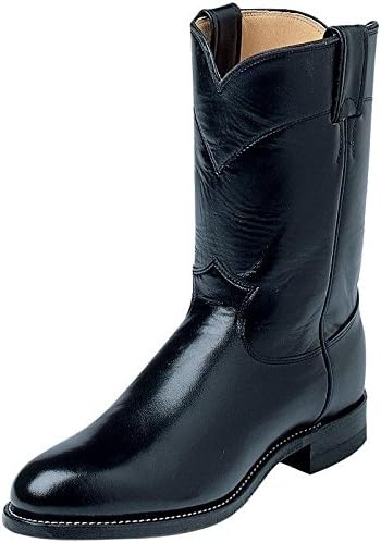 image:imageJustin Jackson 10 Roper Cowboy Boots for Men Round Toe FullGrain Leather Upper JFlex Comfort System and HandNailed Leather OutsoleBlack