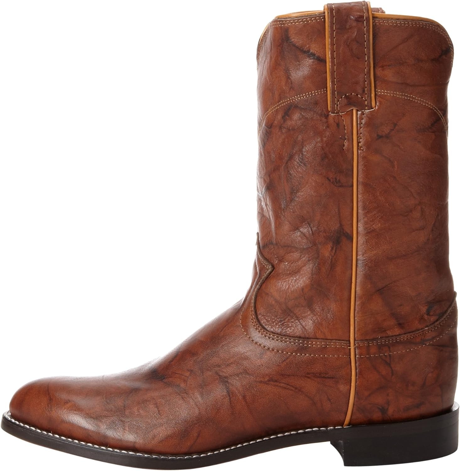 image:imageJustin Jackson 10 Roper Cowboy Boots for Men Round Toe FullGrain Leather Upper JFlex Comfort System and HandNailed Leather OutsoleChestnut
