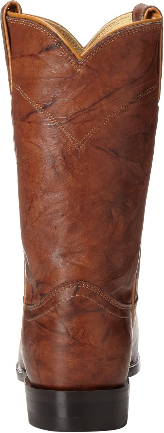 image:imageJustin Jackson 10 Roper Cowboy Boots for Men Round Toe FullGrain Leather Upper JFlex Comfort System and HandNailed Leather OutsoleChestnut