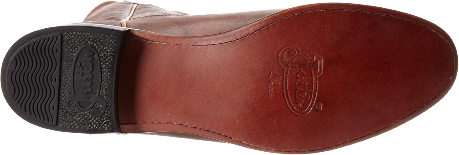 image:imageJustin Jackson 10 Roper Cowboy Boots for Men Round Toe FullGrain Leather Upper JFlex Comfort System and HandNailed Leather OutsoleChestnut