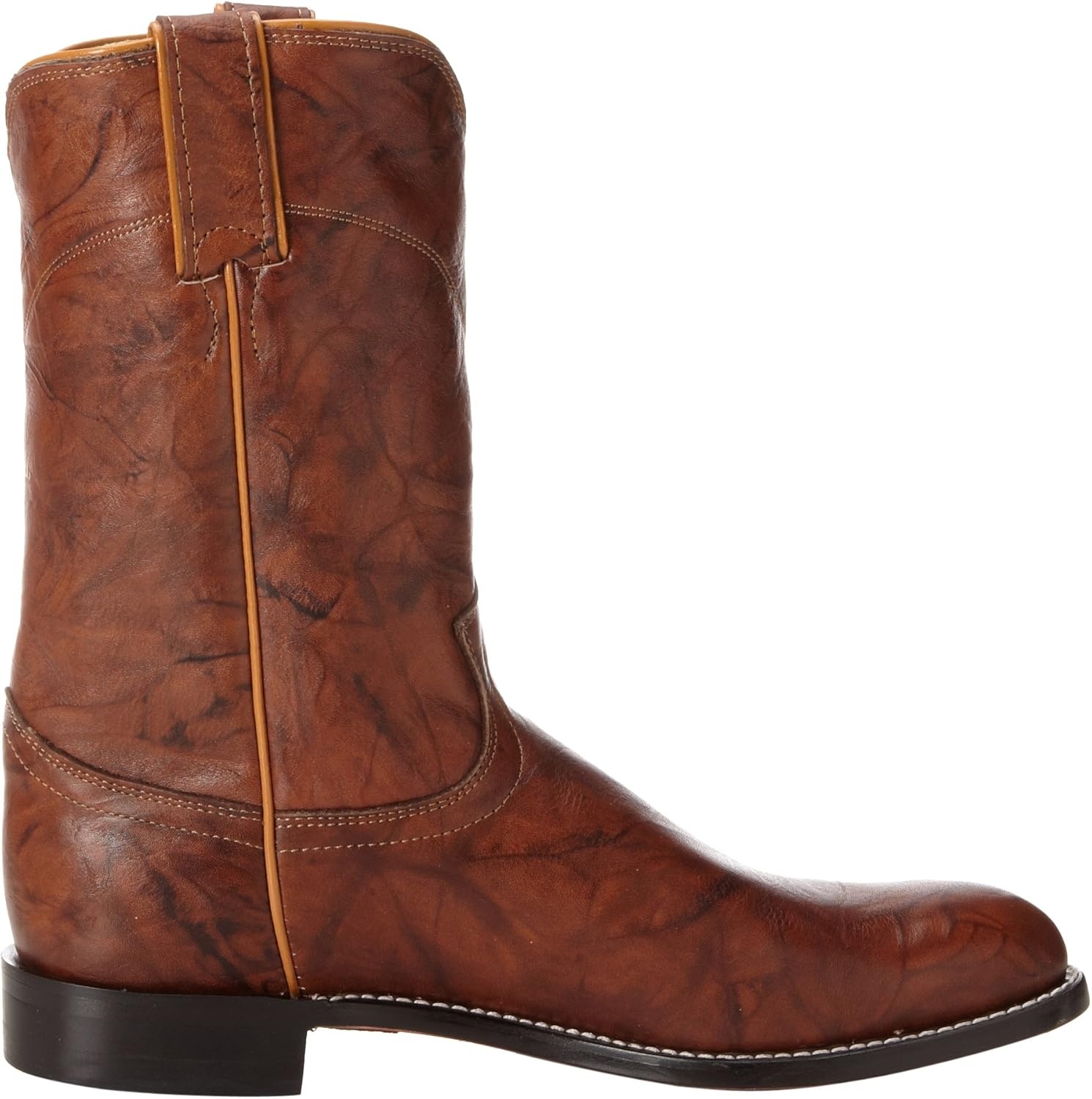 image:imageJustin Jackson 10 Roper Cowboy Boots for Men Round Toe FullGrain Leather Upper JFlex Comfort System and HandNailed Leather OutsoleChestnut