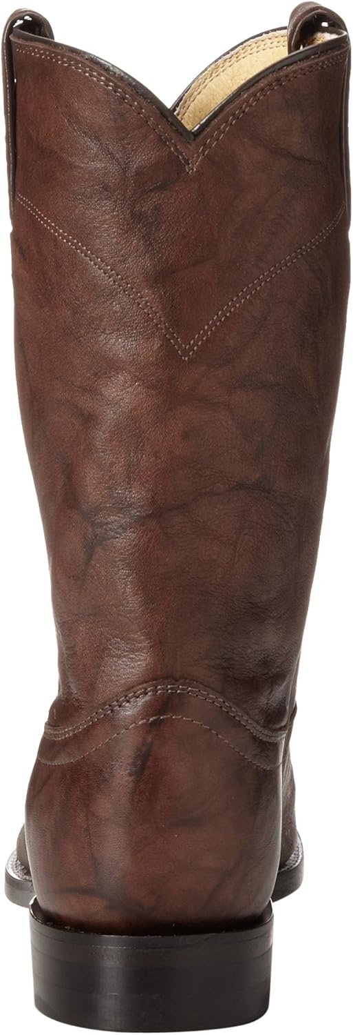 image:imageJustin Jackson 10 Roper Cowboy Boots for Men Round Toe FullGrain Leather Upper JFlex Comfort System and HandNailed Leather OutsoleDark Brown
