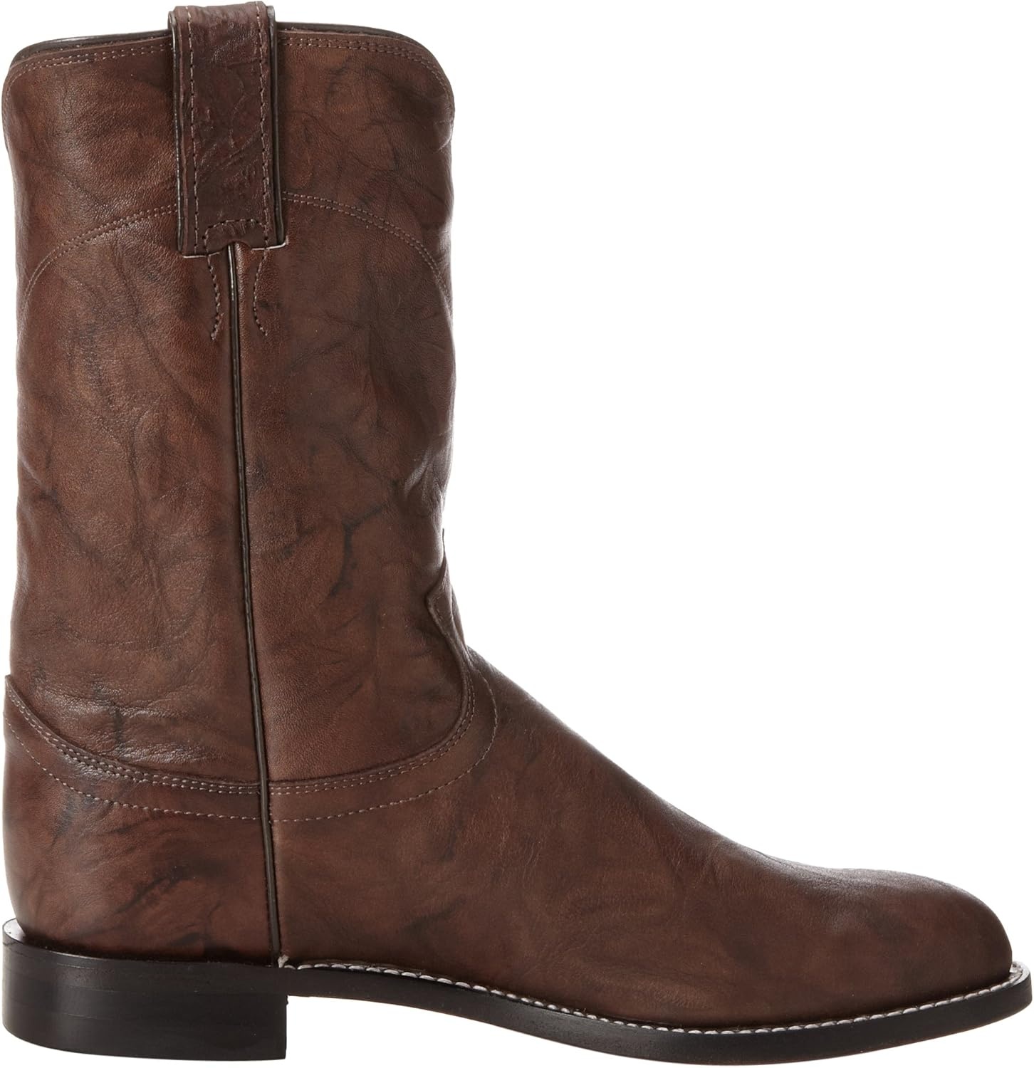image:imageJustin Jackson 10 Roper Cowboy Boots for Men Round Toe FullGrain Leather Upper JFlex Comfort System and HandNailed Leather OutsoleDark Brown