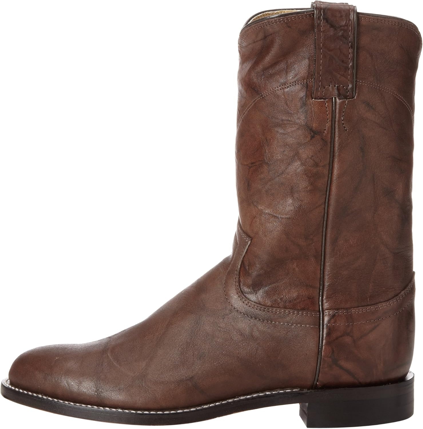 image:imageJustin Jackson 10 Roper Cowboy Boots for Men Round Toe FullGrain Leather Upper JFlex Comfort System and HandNailed Leather OutsoleDark Brown
