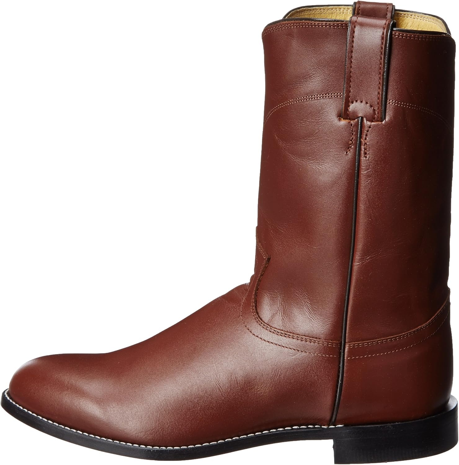 image:imageJustin Jackson 10 Roper Cowboy Boots for Men Round Toe FullGrain Leather Upper JFlex Comfort System and HandNailed Leather OutsoleTan Kiddie