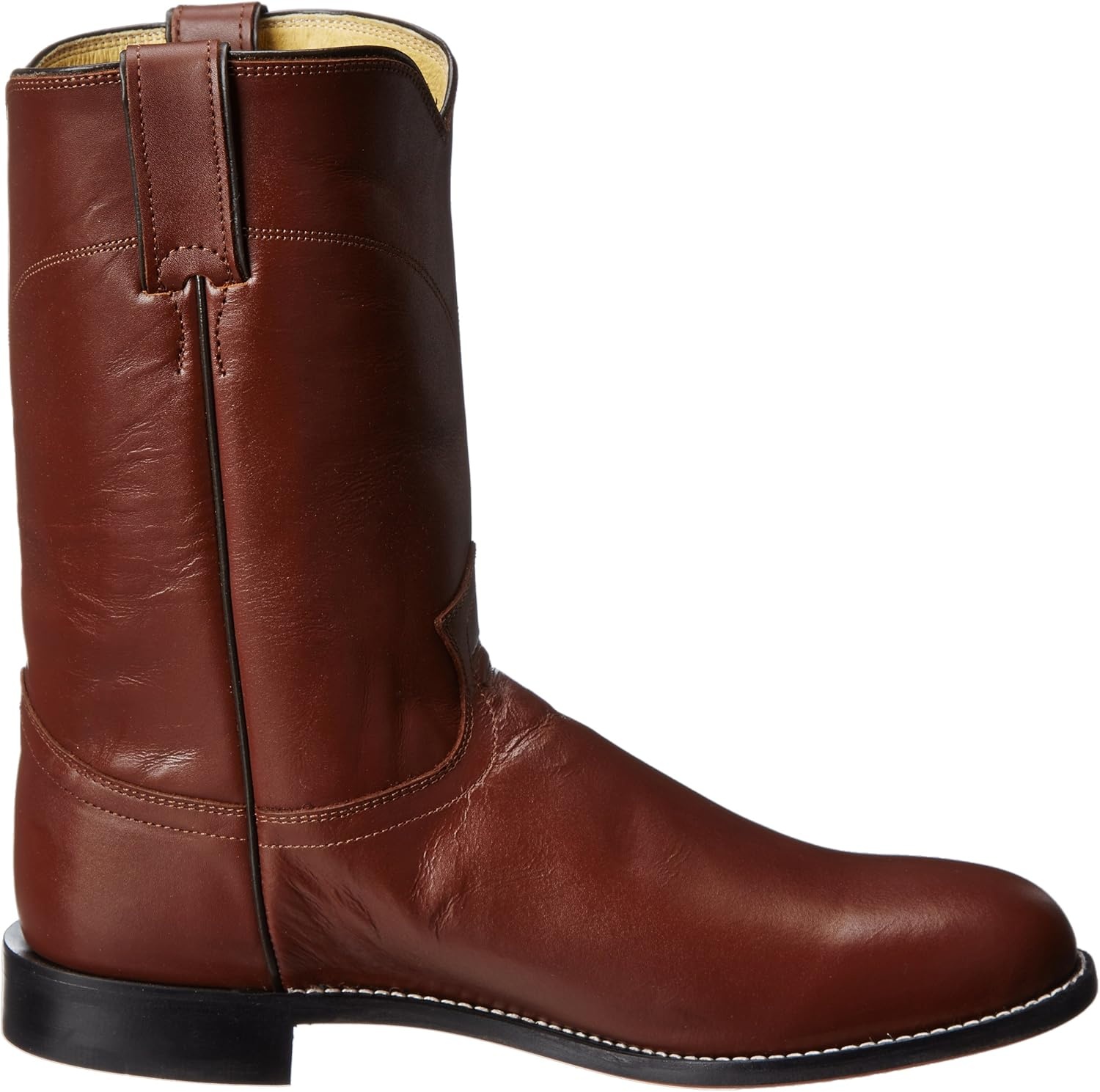 image:imageJustin Jackson 10 Roper Cowboy Boots for Men Round Toe FullGrain Leather Upper JFlex Comfort System and HandNailed Leather OutsoleTan Kiddie