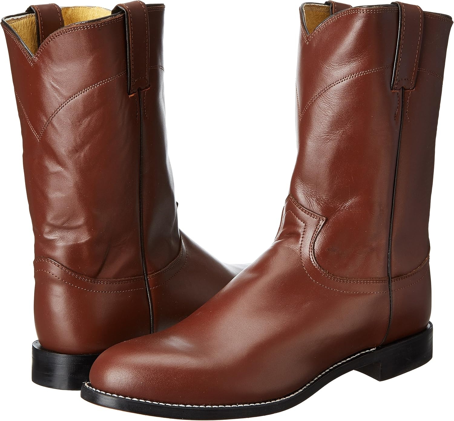 image:imageJustin Jackson 10 Roper Cowboy Boots for Men Round Toe FullGrain Leather Upper JFlex Comfort System and HandNailed Leather OutsoleTanTan Kiddie