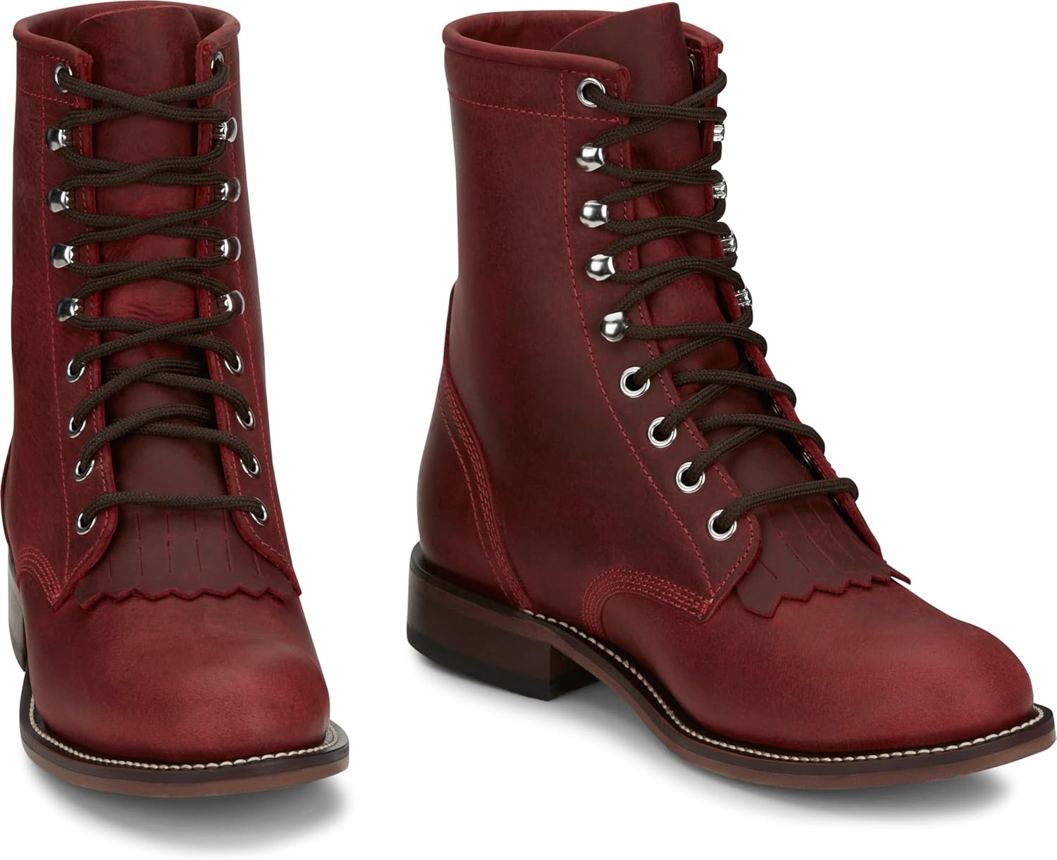 image:imageJustin Mckean 7 LaceUp Roper Womens Western Boot Durable Leather Casual Style Comfortable FootwearRed
