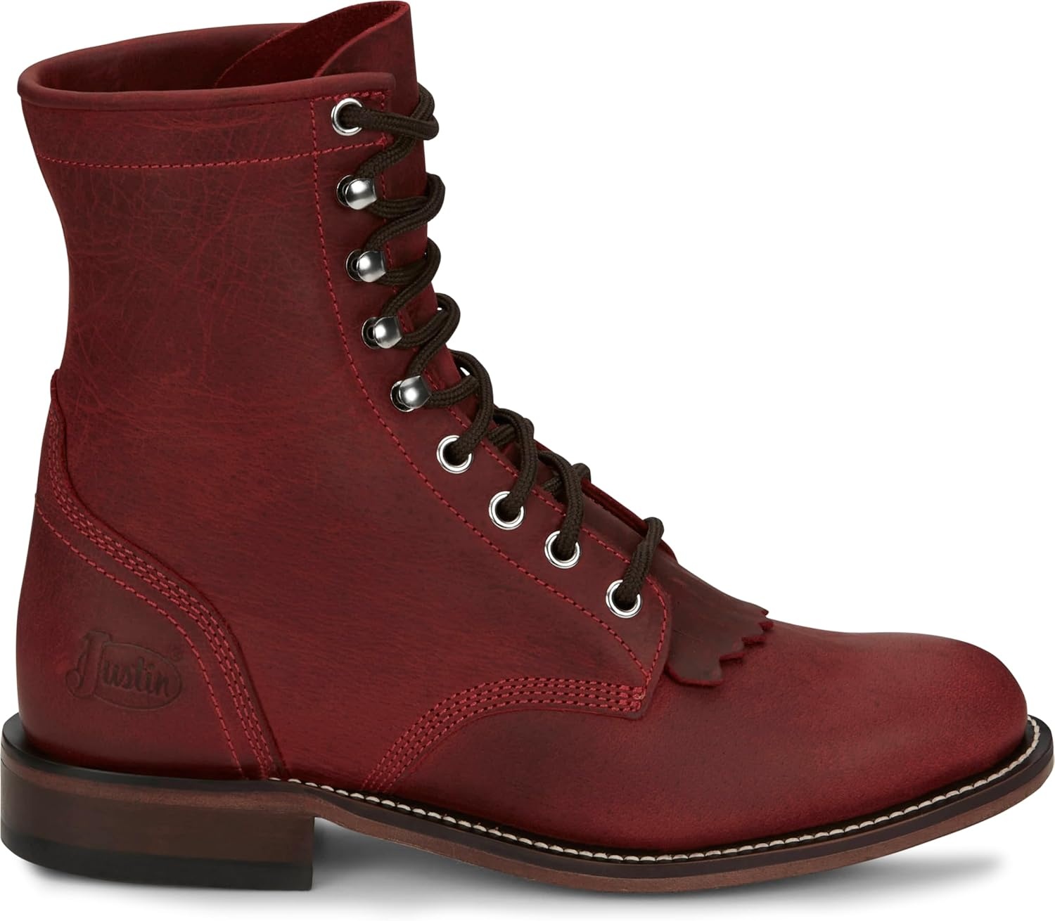 image:imageJustin Mckean 7 LaceUp Roper Womens Western Boot Durable Leather Casual Style Comfortable FootwearRed