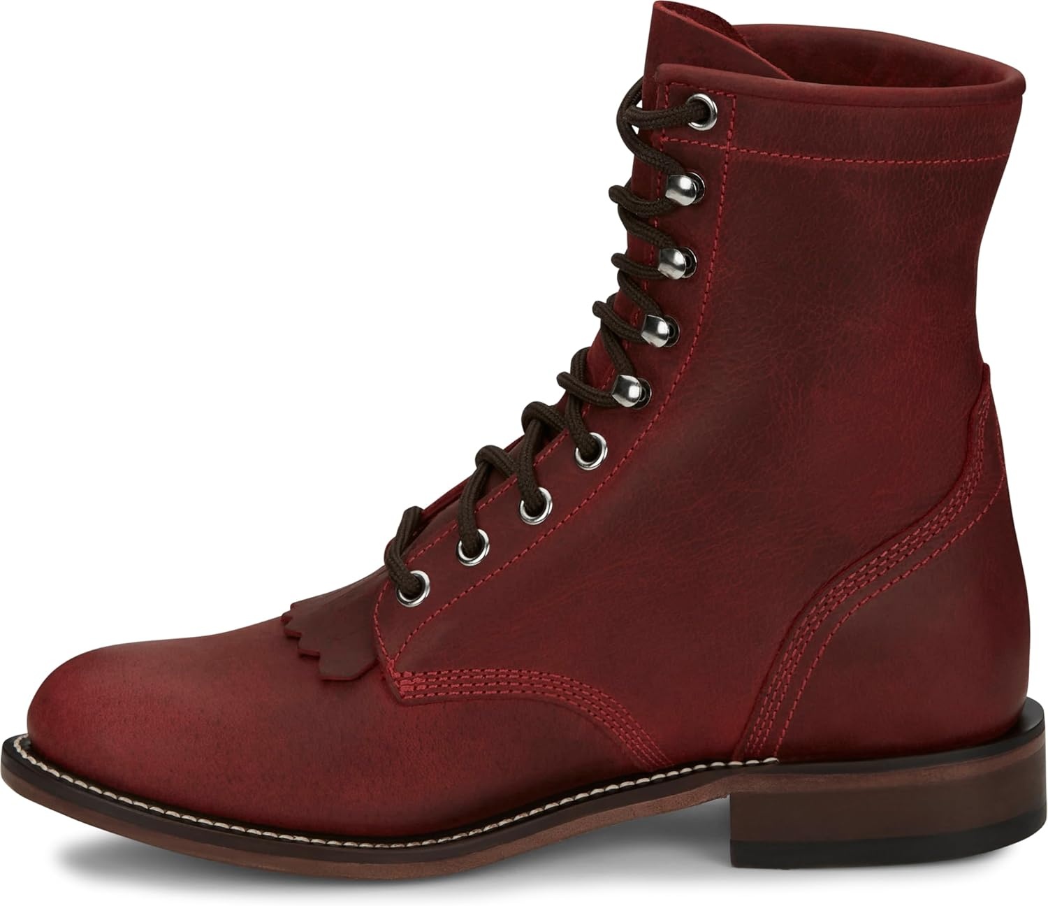 image:imageJustin Mckean 7 LaceUp Roper Womens Western Boot Durable Leather Casual Style Comfortable FootwearRed