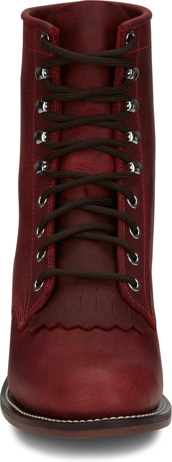 image:imageJustin Mckean 7 LaceUp Roper Womens Western Boot Durable Leather Casual Style Comfortable FootwearRed