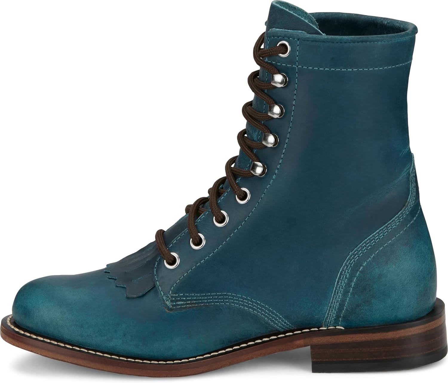 image:imageJustin Mckean 7 LaceUp Roper Womens Western Boot Durable Leather Casual Style Comfortable FootwearTurquoise