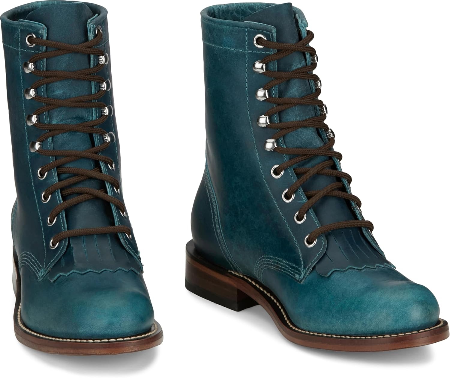 image:imageJustin Mckean 7 LaceUp Roper Womens Western Boot Durable Leather Casual Style Comfortable FootwearTurquoise