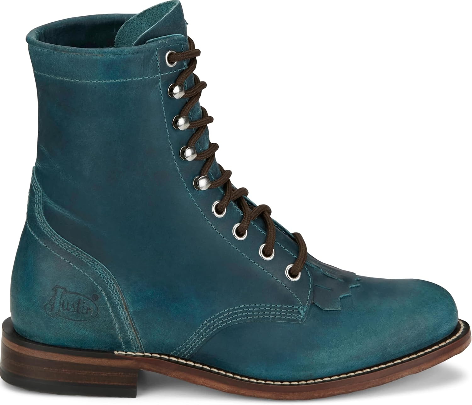 image:imageJustin Mckean 7 LaceUp Roper Womens Western Boot Durable Leather Casual Style Comfortable FootwearTurquoise